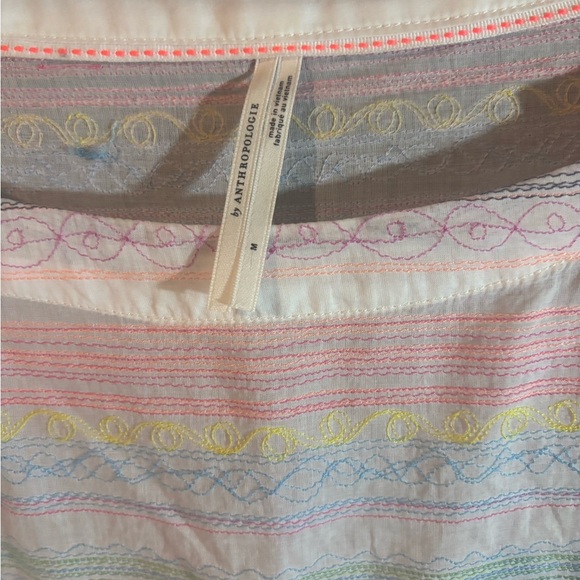 Anthropologie Rainbow Embroidered Peasant Top - Picture 3 of 3